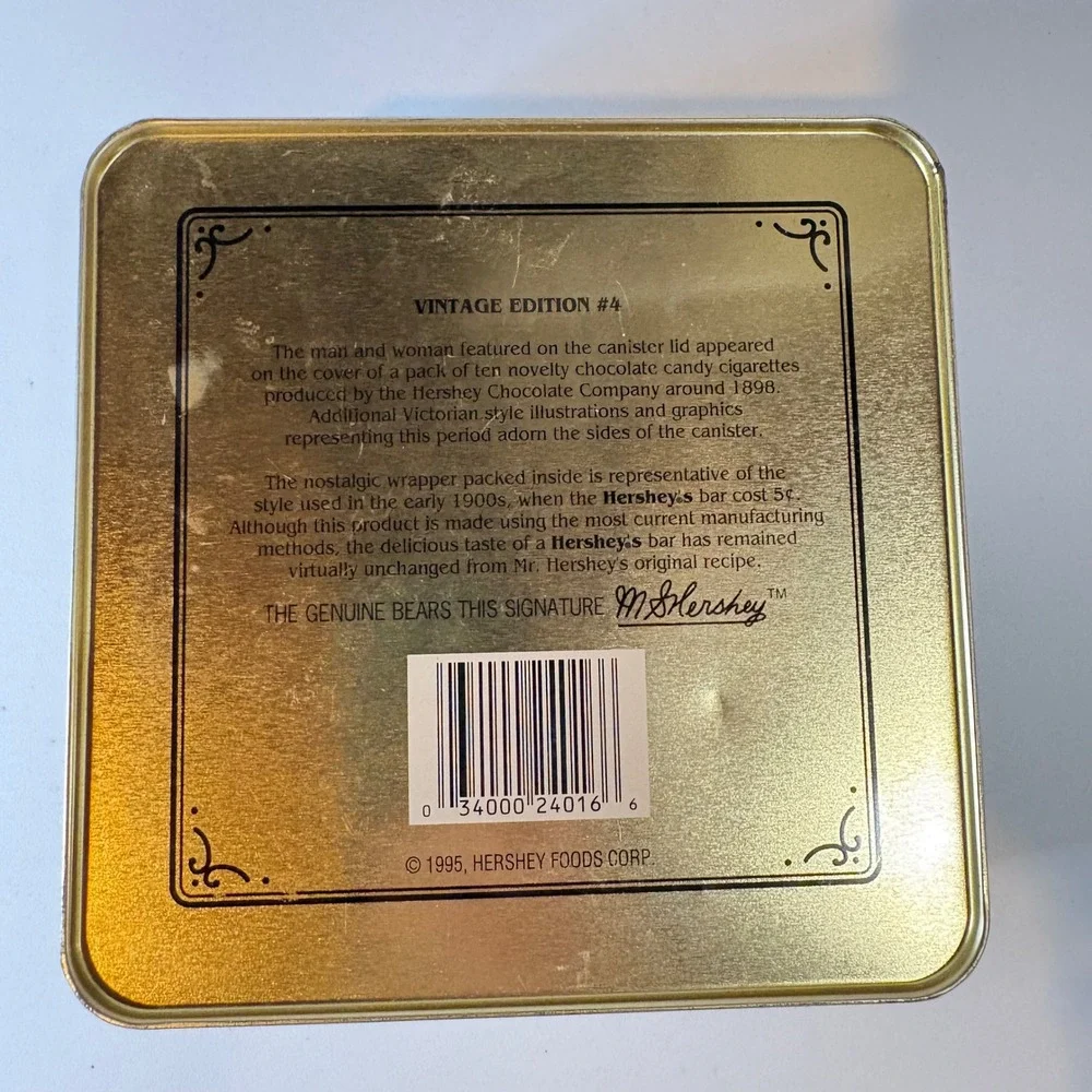 Vintage 1995 Hershey's Pure Milk Chocolate Tin Canister Vintage Edition 4 Brown